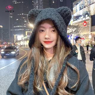 Mũ Len Trùm Tai Giữ Ấm Mùa Đông Hình Tai Gấu Dễ Thương Phong Cách Hàn Quốc Cho Nữ Mới