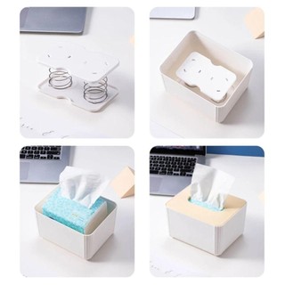 Hộp đựng khăn giấy lò xo SAVORBOX, nhựa Pallet, đáy đàn hồi cao, màu trắng, phụ kiện giấy