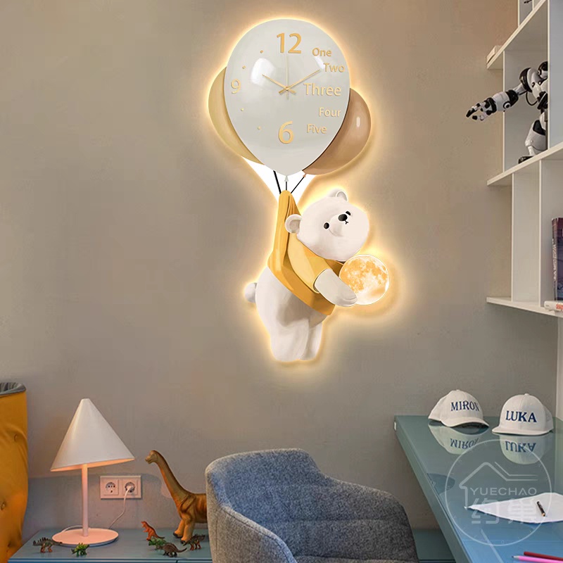 Đồng Hồ 3D LED Bong Bóng Gấu Dễ Thương Teo Phòng Khách, Phòng Phủ, Quán cafe, Nhà Trẻ, Quà Tặng Người Thân