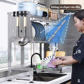 GSlife Kệ Chén Inox Có Tủ Trên Bồn Rửa, Kệ Tủ Bếp Màu Bạc 65/75/85/95/105cm