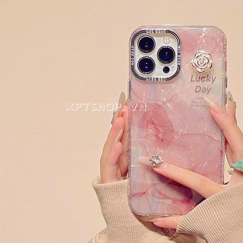 Ốp Điện Thoại Camellia Lập Thể Tương Thích Cho iPhone 17 Pro Max 17 Air 16 15 14 13 12 11 Pro Max Bảo Vệ Toàn Diện Vỏ Bảo Vệ Chống Sốc Họa Tiết Vỏ Acrylic