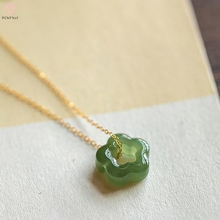 [Pcwkkef] Vòng cổ ngọc Hetian giả cổ điển Mặt dây chuyền hoa mận Dây chuyền xương đòn rỗng Tính khí thời trang Phụ kiện trang sức Mới