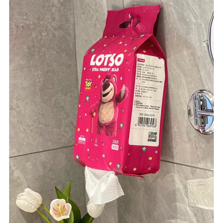 Giấy Lau Đa Năng, Khăn Giấy 200 Tờ Gấu Dâu Lotso Mềm Mại, Không Chất Tẩy Rửa Sử Dụng Tiện Lợi An Toàn Cho Da [SHOP.MH]