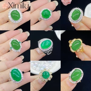 ⭐ Chính Hãng Nhẫn Bạc Nhiều Phong Cách ice chrysoprase series Bán Chạy Kỷ Niệm Cổ Điển Cho Nữ