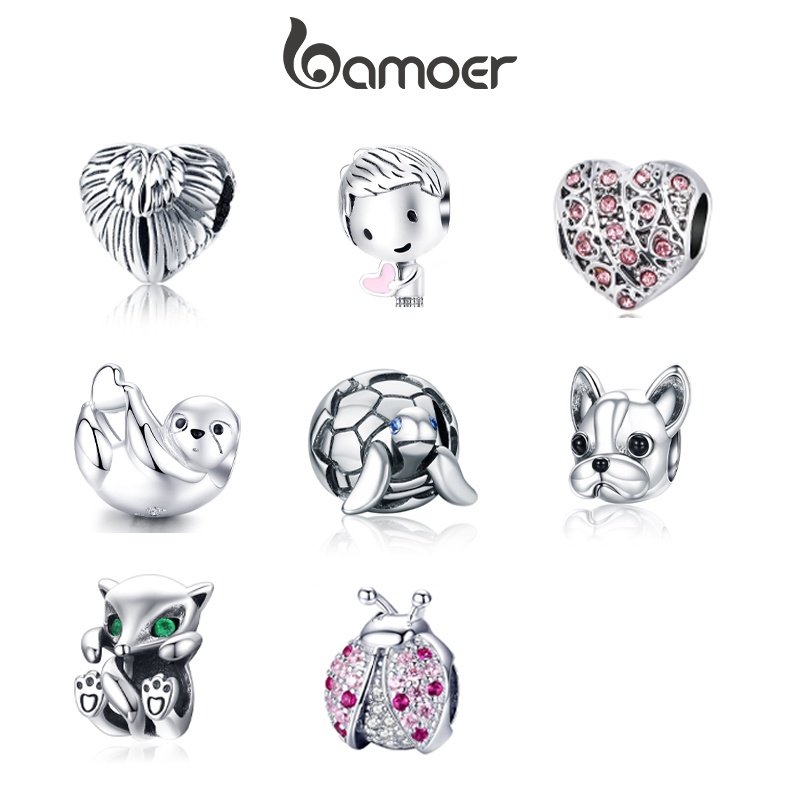 Hạt charm BAMOER AIC020 kiểu động vật thời trang dùng làm vòng tay thủ công lỗ 4.5mm