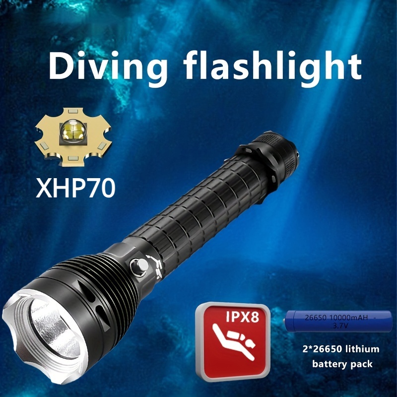 Đèn pin Puteer 26650mAh, Kháng Nước IPX8 - Phù Hợp Lặn và Hoạt Động Ngoài Trời