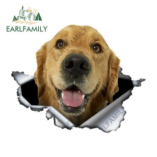 EARLFAMILY 13cm x 8.8cm Sáng Golden Retriever Miếng Dán Xe Ô Tô Torn Kim Loại Decal Dán Phản Quang Chống Thấm Nước Kiểu Dáng Xe Trang Trí