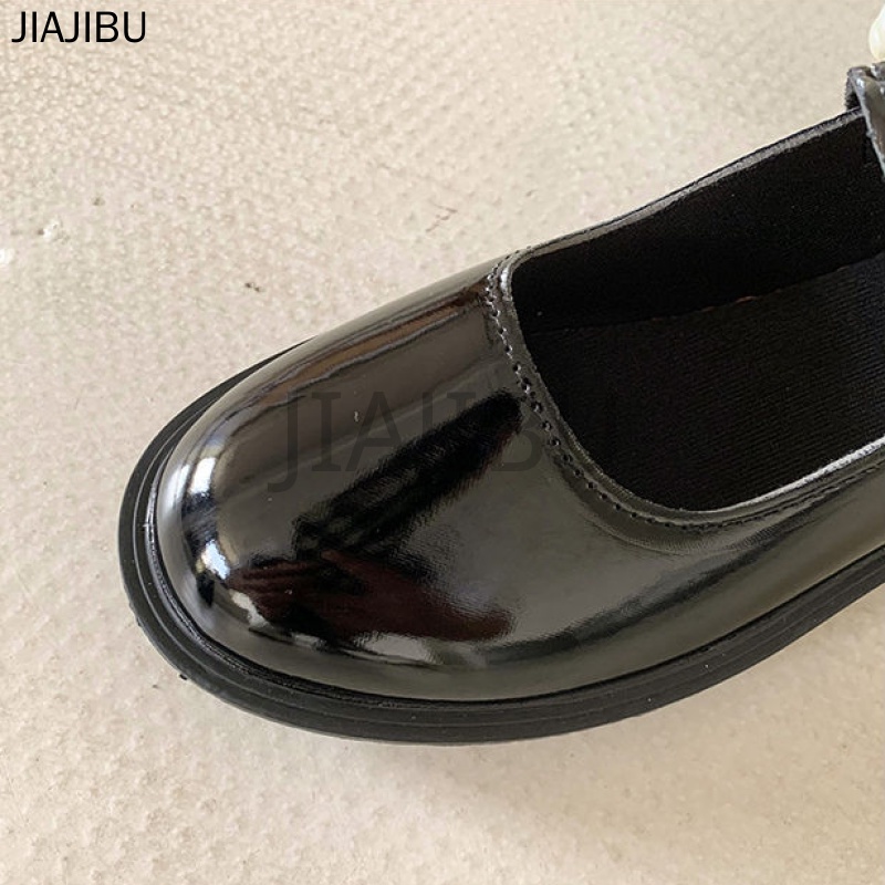 Size 34-44 Giày Nữ Cỡ Lớn Giày Da Học Sinh Phong Cách Anh Quốc Giày Đồng Phục 43 JK Màu Đen Thick Heel Lolita Shoes Korean Fashion Platform Mary Jane Shoes Doll Shoes Anti-slip Round Toe Leather Shoes Giày Công Chúa Giản Dị Phong Cách Preppy Giày Cosplay