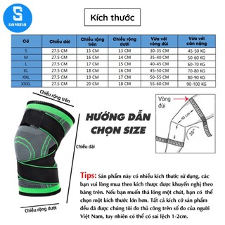1 Quấn bảo vệ đầu gối SAMIRA đai bó khớp gối co giãn có dây trợ lực xỏ gối chống chấn thương khi tập gym đá bóng SA62