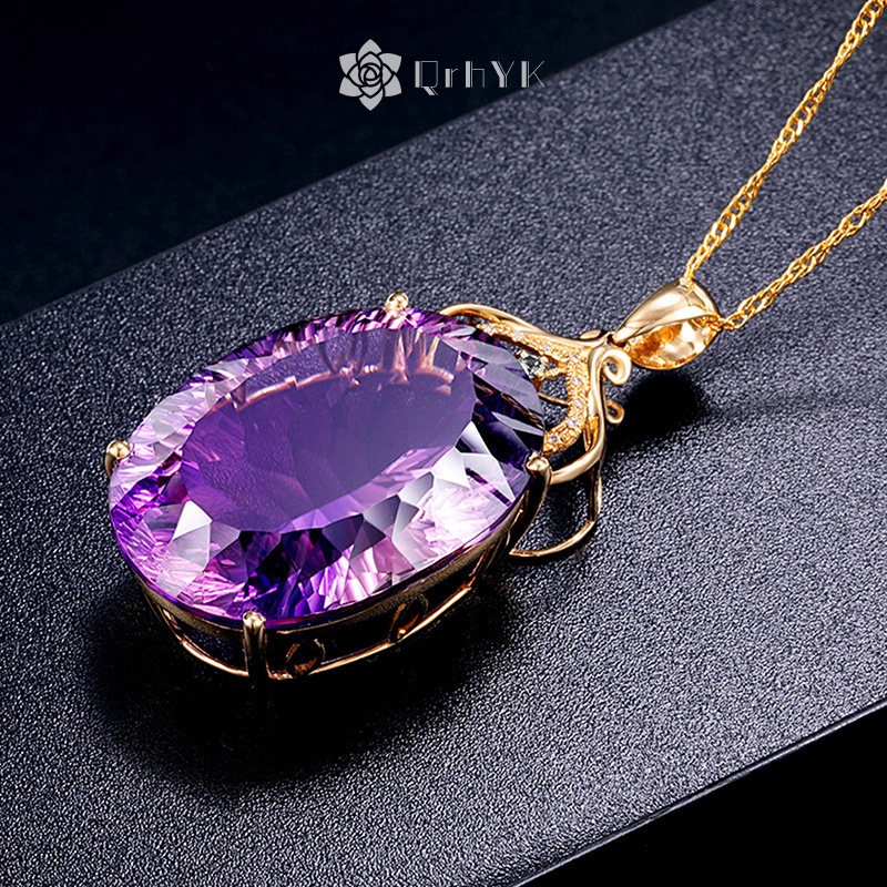 Dây Chuyền Mặt Đá Thạch Anh Tím Thời Trang Dành Cho Nữ Mới