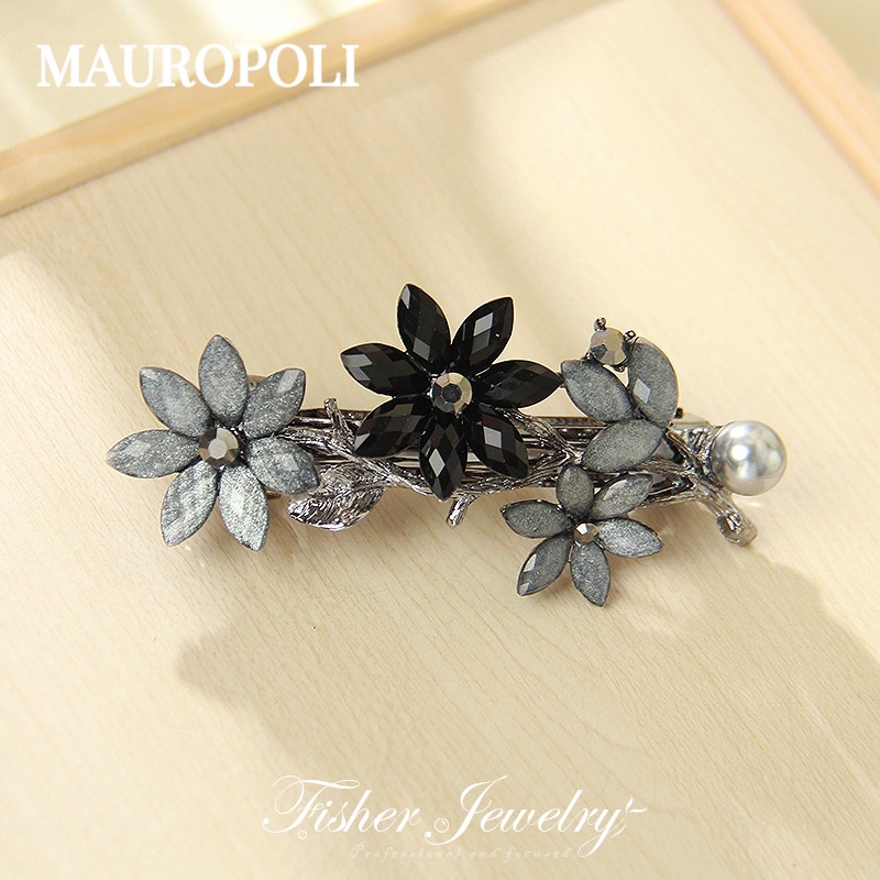 Mauropoli [Hàng Có Sẵn] Kẹp Tóc Đuôi Ngựa Đính Đá Nhiều Màu Phong Cách retro Cao Cấp Dành Cho Nữ