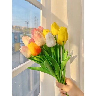Mới 10 Bông Hoa Tulip giả chất liệu PU  Bunnies cao cấp Decor trang trí nhà cửa xinh xắn tự nhiên nhiều mẫu lưa chọn