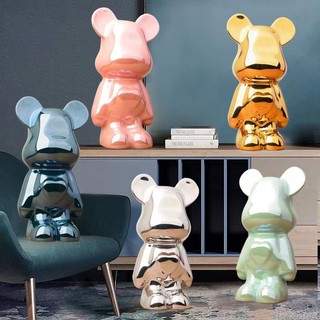 Tượng Gấu Bearbrick decor Bunnies bằng sứ cao 28cm decor nhà văn phòng quà tặng sinh nhật độc đáo