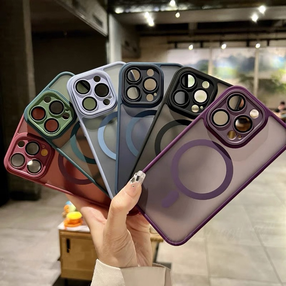 Ốp Điện Thoại Xanh Hồng Từ Tính Cho iPhone 17ProMax 16 15 14 13 12 11 Pro Max Bảo Vệ Toàn Diện Chống Sốc Protecti Skin Feel Acrylic Cover