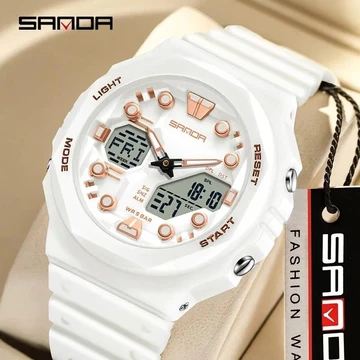 Sanda 6200 Báo Động Đèn LED Kỹ Thuật Số Đồng Hồ Nam Thể Thao Đồng Hồ Quân Sự Đồng Hồ Nam 50M Chống Thấm Nước Đồng Hồ Bấm Giờ Đồng Hồ Đeo Tay