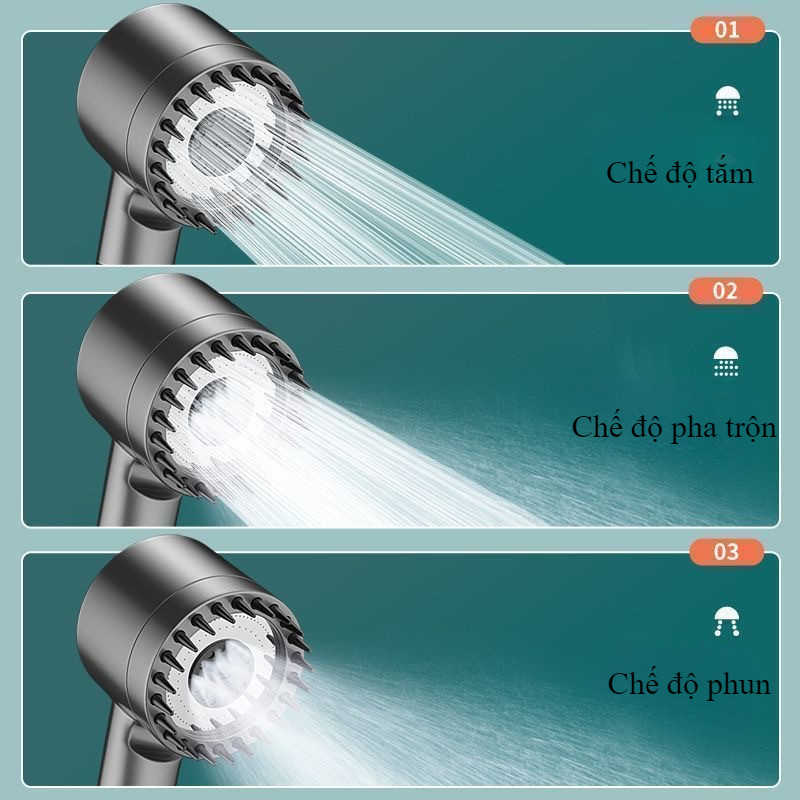 Vòi sen tăng áp ba chế độ áp suất cao,Chức năng cài đặt nâng cao 3 trong 1，Áp Lực Siêu Mạnh