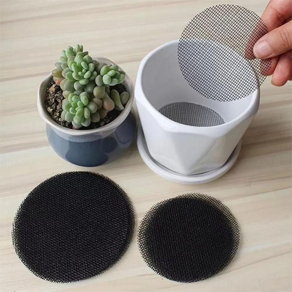 CATIYAHA 50 Cái / bộ Màn Hình Thoát Nước Cây Cảnh, Nhựa Chống Mất Đất Chậu Hoa Lỗ Lưới Tấm Lót, Tròn Thoáng Khí Chậu Hoa Đáy Thảm Vườn