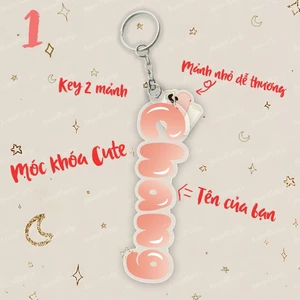 Móc khóa in tên theo yêu cầu kèm hình dễ thương, móc khoá in tên 2 chi tiết - Xưởng quà tặng Sango