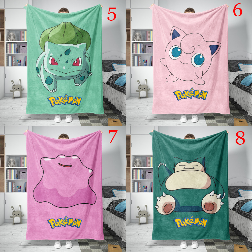 Hoạt Hình Dễ Thương Pikachu Flannel Chăn Một Mặt In Flannel Chăn Squirtle & Bulbasaur & Charmander Chăn Món Quà Tốt Nhất Cho Người