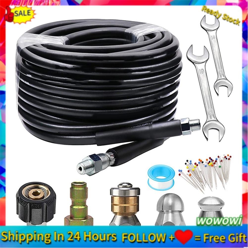 15 Meter Sewer Jetter Kit M22‑1/4in Drain Hose Jetting Nozzles 5800PSI ...