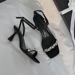 Giày Cao Gót Sandal Quai hậu khóa gài  - Giày Bánh Bèo mã Sandal Đá Khâu cao 5 phân và 7 phân Nữ DéP