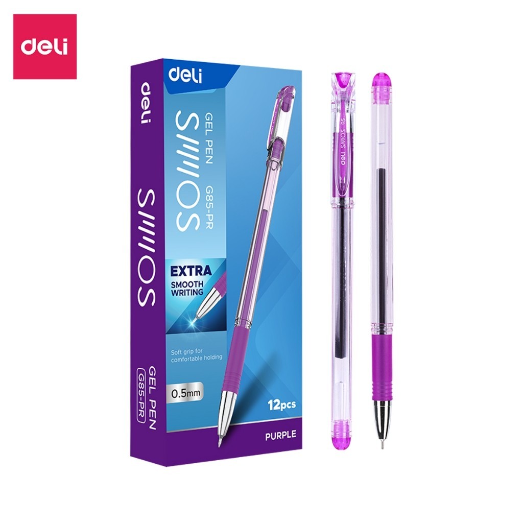 [MỚI] Bút Gel TĂNG X3 Mực TÍM DELI Ngòi 0.5mm Viết Lâu Hơn, Mượt Hơn - Xanh  Đen Tím - Bút Bi Nước Nhanh Khô