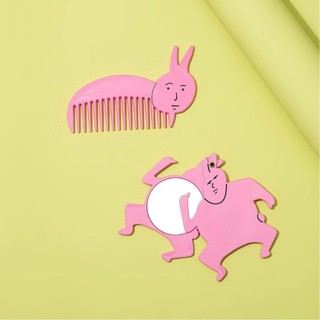 Bộ gương và lược thỏ màu hồng ngộ nghĩnh KRA Phụ kiện Acrylic dễ thương Chất liệu Acrylic