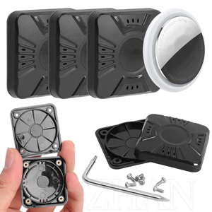 Tương thích với hộp đựng AirTag - Giá đỡ hình vuông tròn chống nước - Vỏ theo dõi GPS chống mất - Dành cho xe đạp, ví, vali, túi xách - Vỏ dán chống sốc tự dính