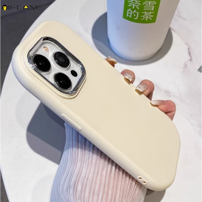 Tương Thích Cho iPhone 13 12 Ốp Điện Thoại Mini ins Hình Bầu Dục Dễ Thương Mạ Tròn Kẹo Màu Trơn Mờ Mờ Trơn Đơn Giản Bé Trai Bé Gái Silicon Mềm Vỏ Silicon Ốp Lưng