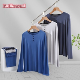 Bộ đồ ngủ nam modal nam dài tay nút quần áo ngủ mùa xuân 2025 mới plus size 2 bộ đồ