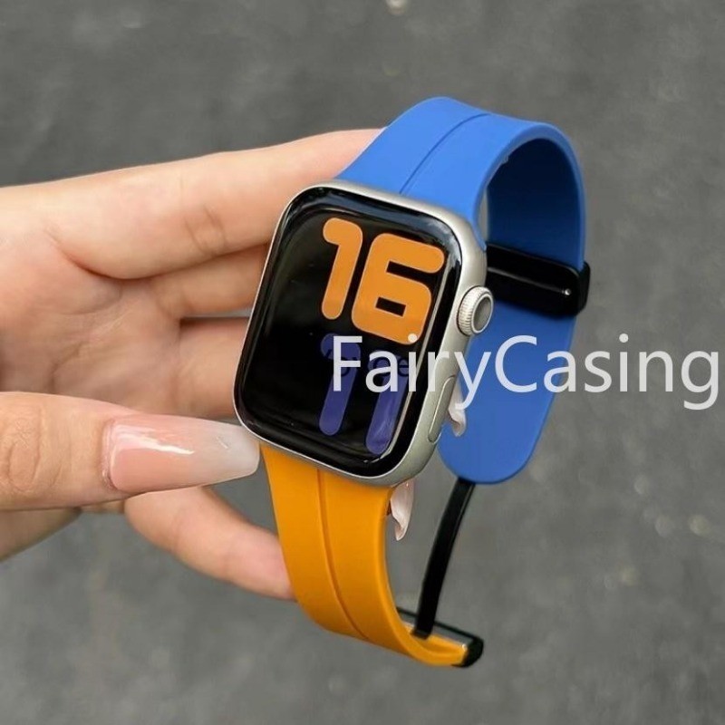 Dây đeo silicon từ tính cho Apple watch ultra 2 49mm series 9 45mm 41mm 7 8 9 SE 6 2 3 44mm 40mm 42mm 44mm Vòng đeo tay Apple watch ultra band