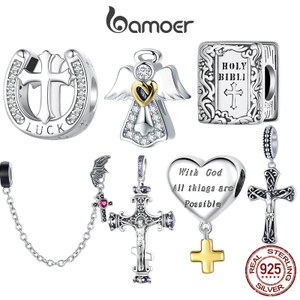 Bamoer 925 Sterling Sliver Charm Chính Thống Phục Sinh Ngày Chúa Giêsu Thánh Giá Thiết Kế Kinh Thánh Mặt Dây Chuyền Phụ Kiện Cho Vòng Tay Quà Tặng Cho Nam Nữ BSC313