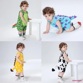 Mg-baby Bé Gái Bé Trai Áo Liền Quần Hoạt Hình In Hình Đuôi Cổ Tròn Áo Liền Quần Mùa Hè Thường Ngày Quần Áo Tập Đi Body