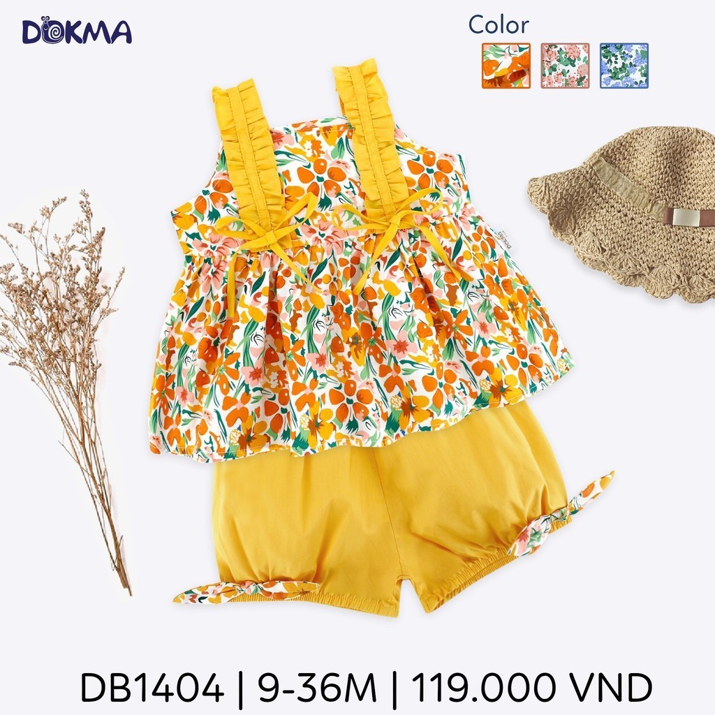 (8-14kg) Bộ 2 Dây Bé Gái Bèo Nhún Xinh Xắn Điệu Đà Dokma DB1404 DB3003 DB2912