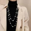 Dây chuyền dài ngọc trai mô phỏng hai lớp - Dây chuyền xương đòn nữ - Nữ Jewlery - Dây chuyền áo len trang sức thời trang - Vòng cổ xếp lớp ngọc trai thanh lịch, cổ điển, cổ điển