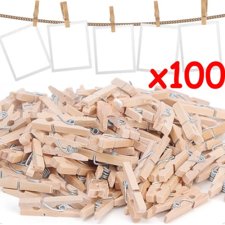 Kẹp lưu trữ màu gỗ nguyên bản - 50 / 100 chiếc Kẹp gỗ trang trí tường ảnh - Kẹp cố định ảnh đa chức năng - Đồ dùng dự tiệc văn phòng trường học - Dụng cụ sắp xếp hồ sơ hóa đơn