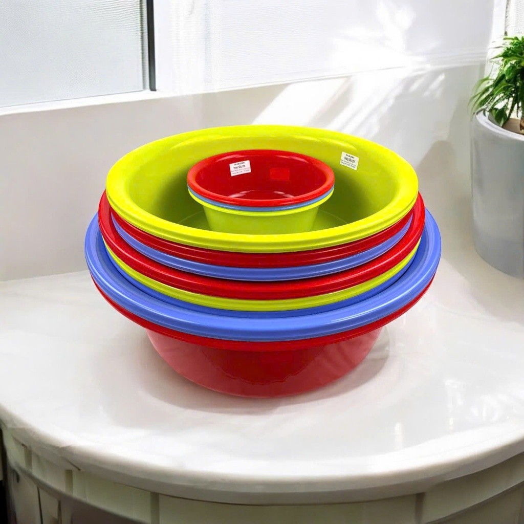 Thau Nhựa Nhiều Size Vinh Nam Plastic Thau Chậu Nhựa PP Bền Đẹp Đa Màu Đa Năng Mã 2T8 5T0 5T5 6T0