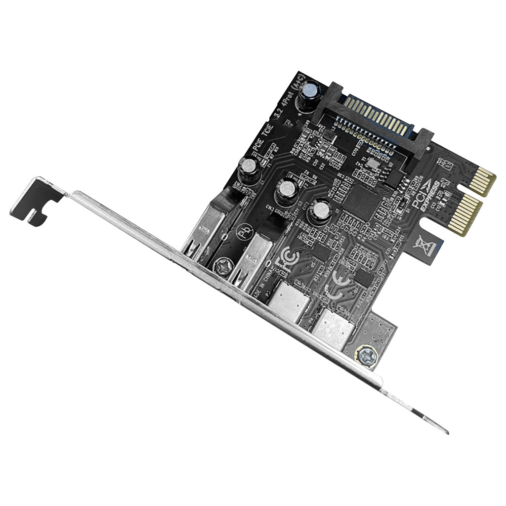 Jmt PCI-E 1X Đến 4 Cổng USB3.2 Gen1 Thẻ Mở Rộng Tốc Độ Cao 5Gbps Với Cổng Nguồn SATA 15Pin Cho Máy Tính Để Bàn