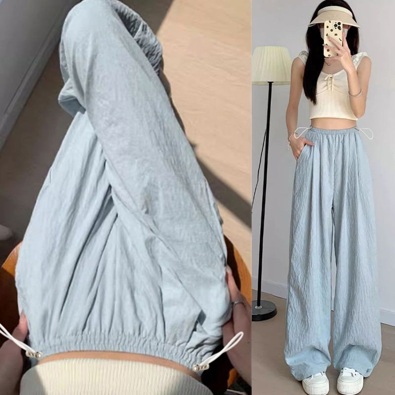 Quần bà bầu 2025 Xuân Hè Sản phẩm mới Ice Silk Quần ống rộng co giãn
