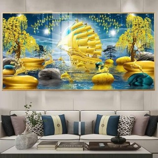 Tranh Tráng Gương Laminate 60x120cm Treo Tường Phong Thuỷ Trang Trí Phòng Khách Thuận Buồm Xuôi Gió