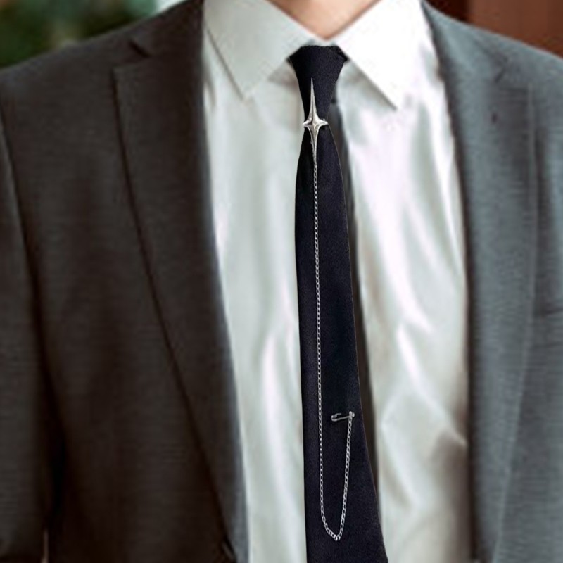 Best Punk Crosss Pin Chain Tie cho trường học Đồng phục trường có thể điều chỉnh Pre Tie Black Necktie cho học sinh và thanh thiếu niên Người lớn