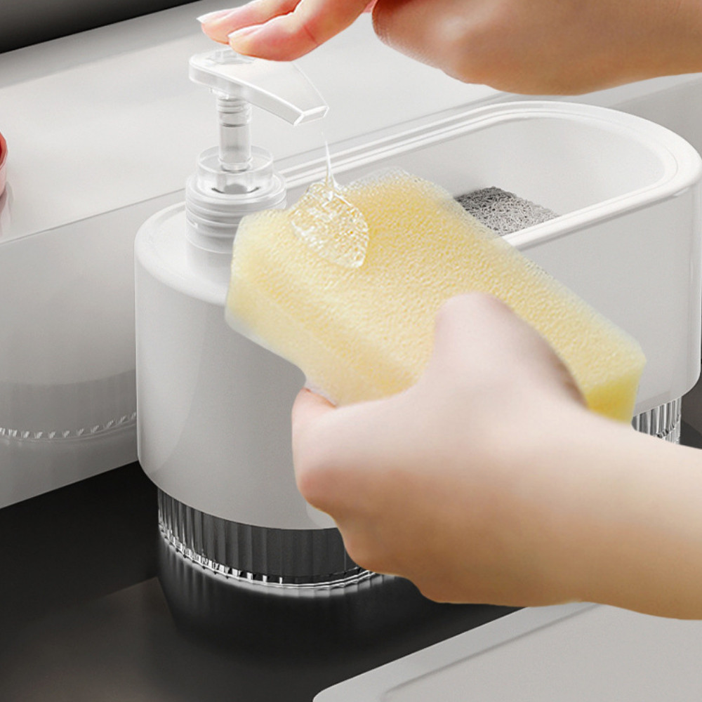Kệ Để Đồ Rửa Bát Thông Minh Nhấn Dầu Tự Động, Hộp Đựng Nước Rửa Tay, Dầu Gội, Sữa Tắm Dung Tích Lớn