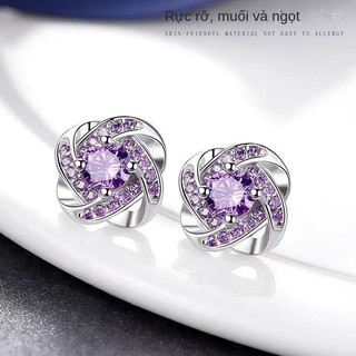 Trang Sức Bông Tai Kim Cương Mosan Bạc S925 Hàn Quốc Hoa Tai Nữ Hình Hoa Bốn Cánh Quà Tặng Cho Nữ S93