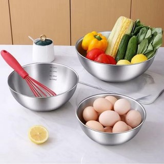 Sét 3 bát âu inox  có vạch chia, bộ 3 bát thau nấu ăn làm bánh đựng thực phẩm