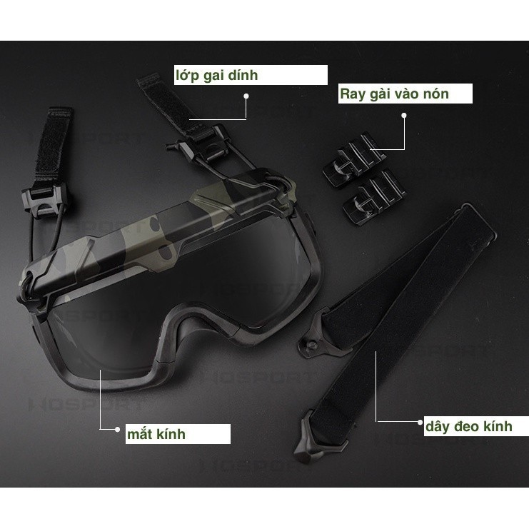 Mắt kính chiến thuật đa chiều bảo hộ gắn nón bảo hiểm _tactical