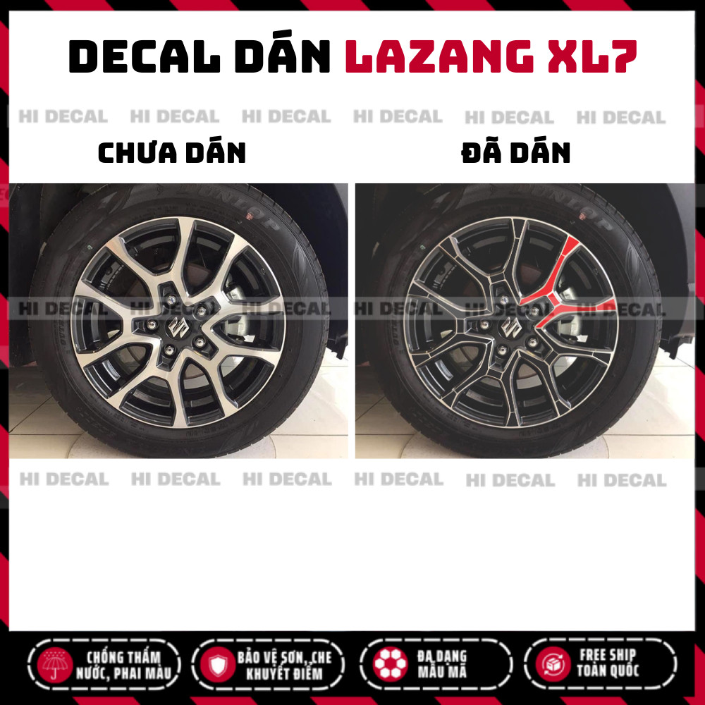 Tem dán mâm XL7, Decal lazang XL7 trang trí tạo điểm nhấn