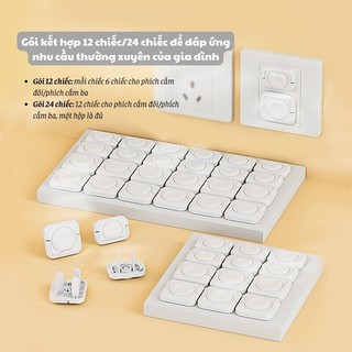 Hộp Nút bịt ổ điện màu trắng cao cấp Myd.23 chống giật nhỏ gọn chắc chắn có quai cầm tiện lợi an toàn cho bé