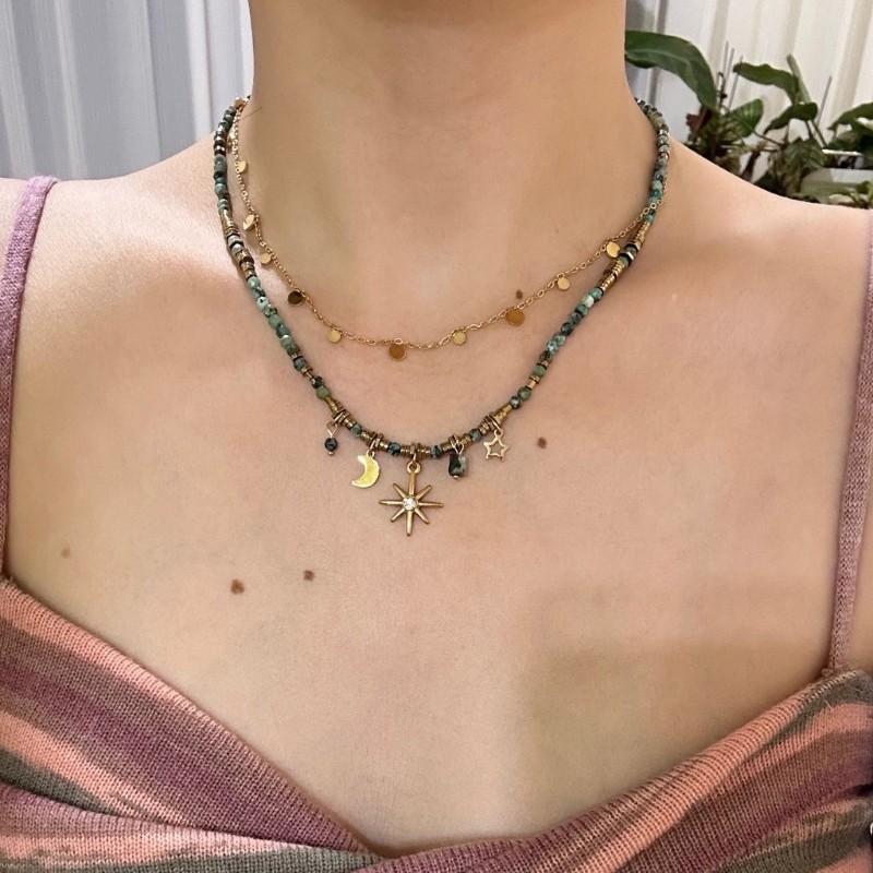 Vòng cổ hạt đầy màu sắc mịn Vòng cổ dây chuyền có thể điều chỉnh cho thời trang chuyển tiếp cá nhân