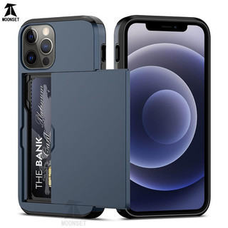 Dành Cho iphone 11 Pro Max / 12 Pro Max Ốp Lưng Ví Đựng Thẻ ID Khe Cắm Cửa Trượt Túi Ẩn Chống Trầy Xước Hai Lớp Bảo Vệ Vỏ Cứng TPU Ốp Lưng