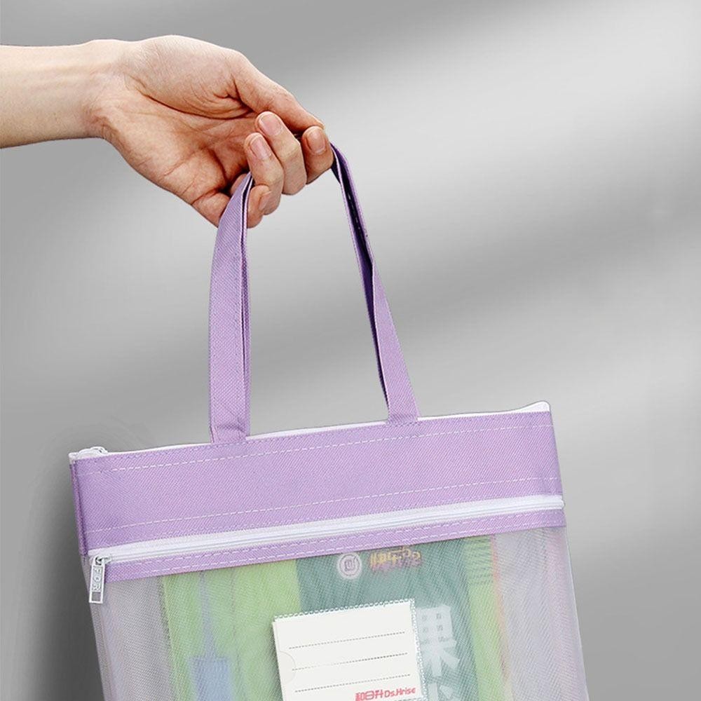 Túi đựng văn phòng phẩm THFENG, Đồ dùng học tập di động Túi đựng hồ sơ lưới trong suốt, Túi đựng tài liệu thời trang dành cho học sinh có tay cầm Túi đựng bút chì có dây kéo đôi